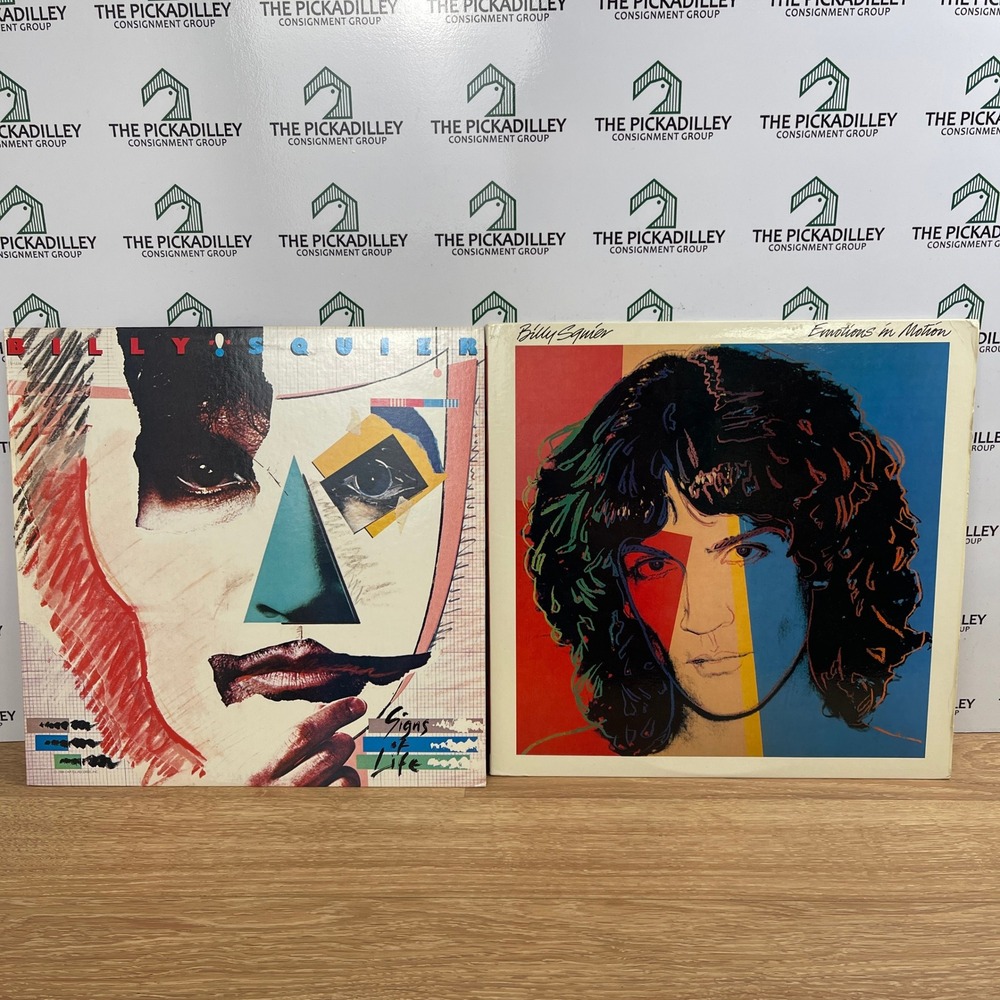 Billy Squier Vinyl Record Lot Signs of Life Emotions in Motion Andy Warhol Art